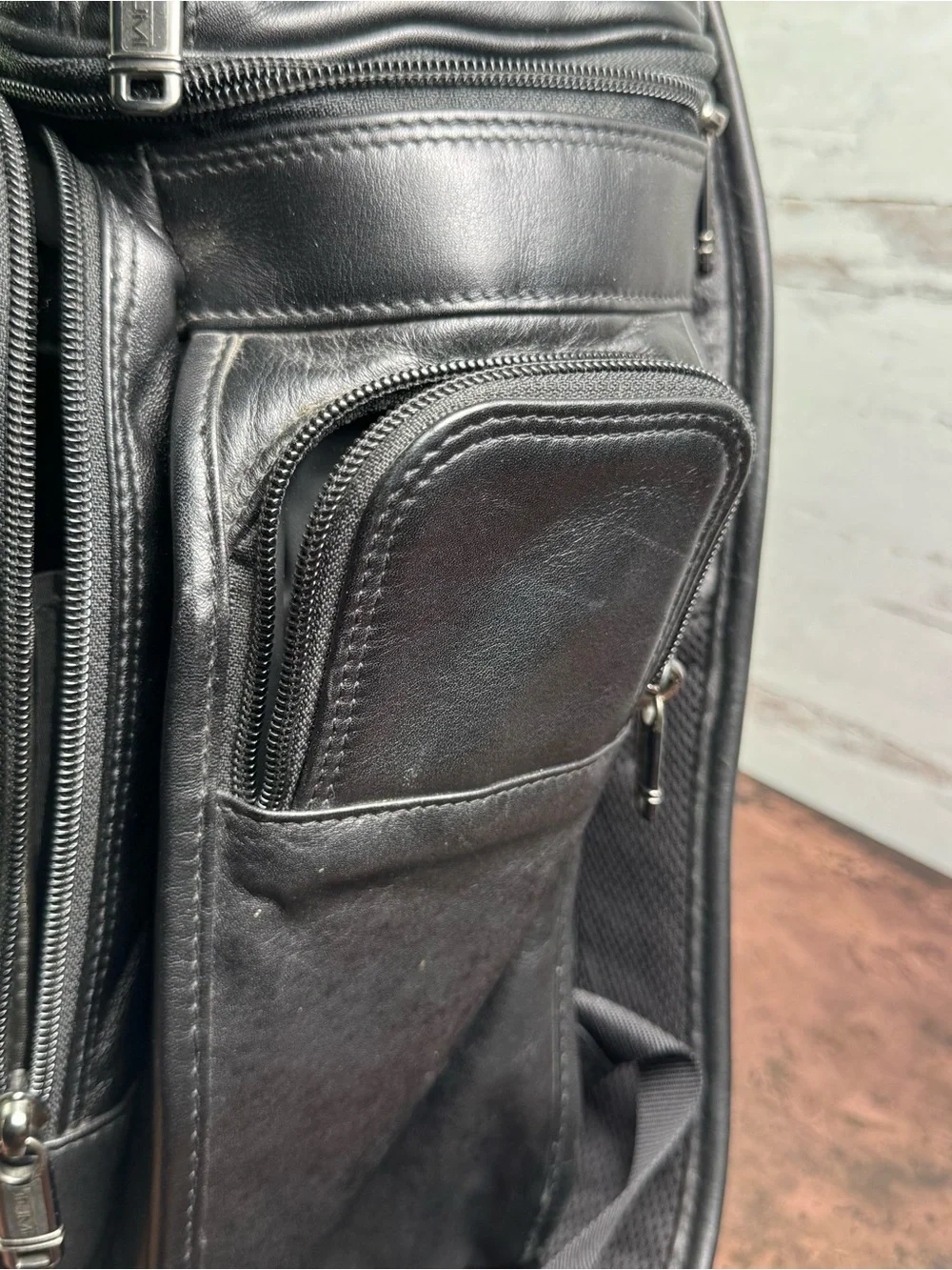 Vintage TUMI Black Leather Laptop Travel Backpack